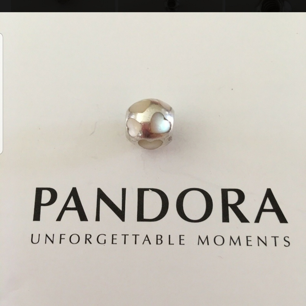 Retired Pandora Silver Mother of Pearl Heart Charm